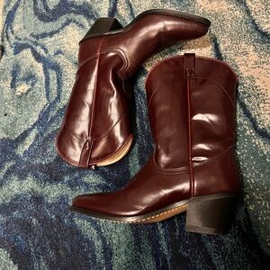 Western cowboy boots in oxblood